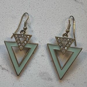 Mint green and gold geometric earrings